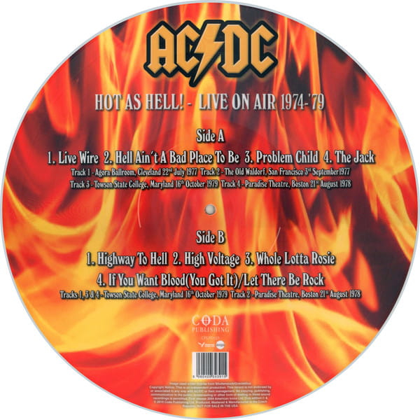 AC/DC – Hot As Hell! - Live On Air 1977-'79 - Picture Disc [Vinyl]